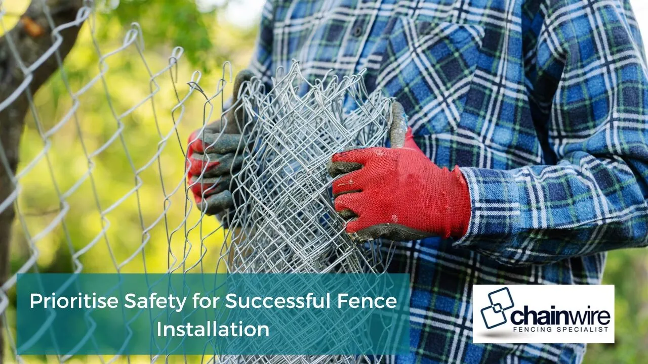 A fencing crew working safely with PPE on a marked-out site