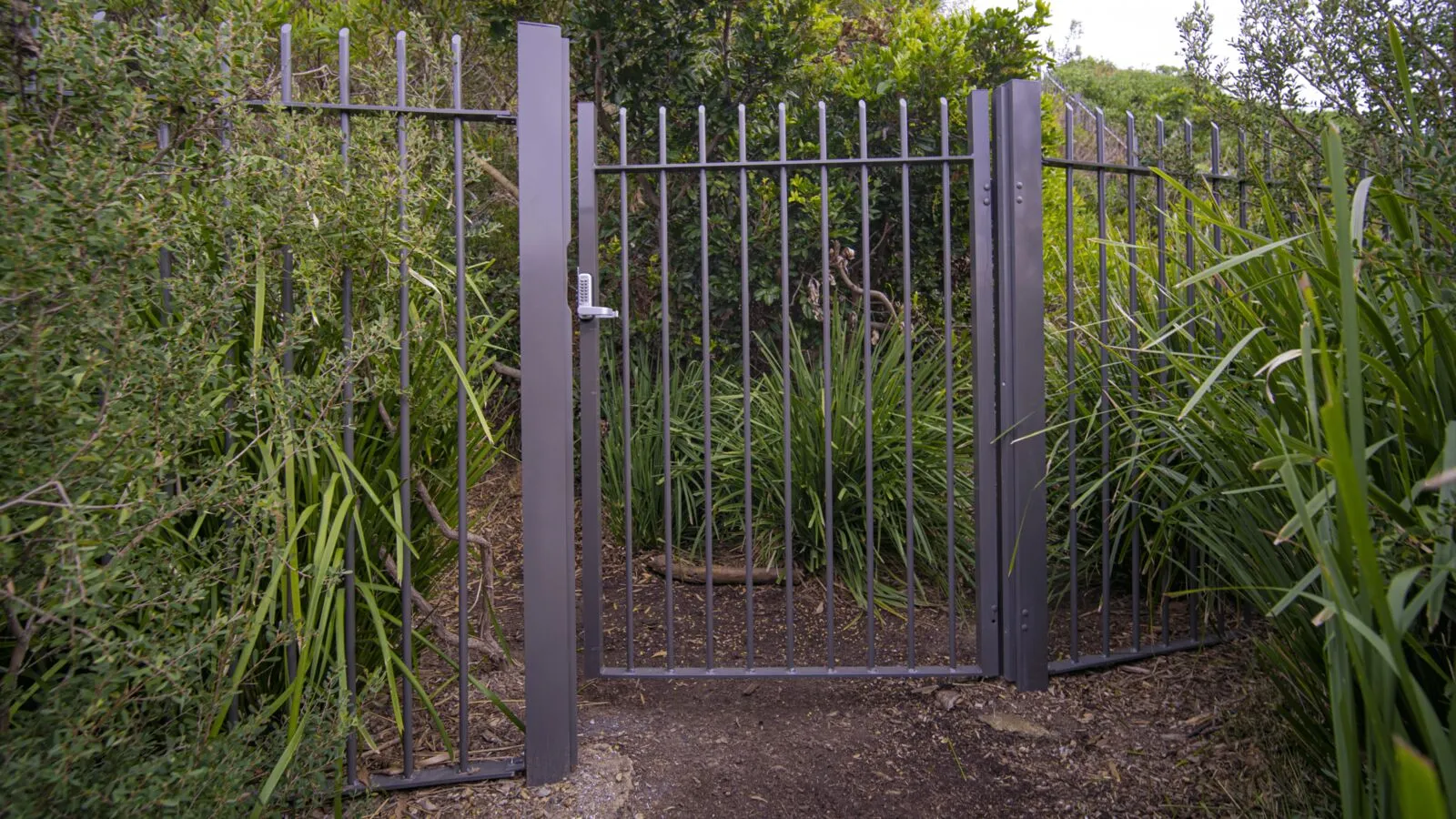 A fabricated steel gate