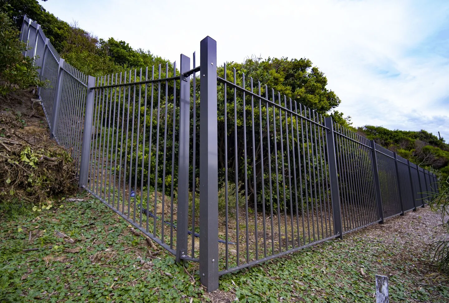 Steel fencing on a commercial site
